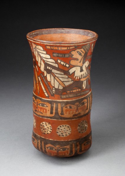 Beaker Depicting Rows of Figures with Weapons and Band of Human Faces, 180 B.C./A.D. 500. Creator: Unknown.