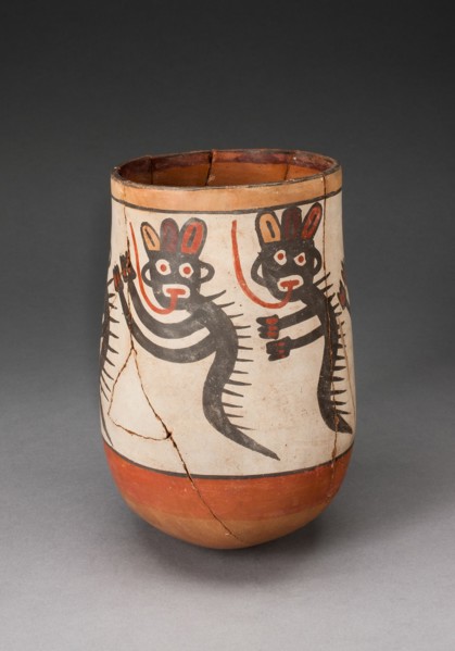 Jar Depicting Composite Feline and Serpent Beings, Heavily Restored, 180 B.C./A.D. 500. Creator: Unknown.