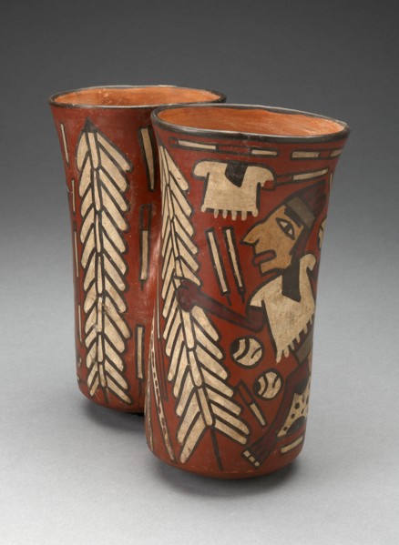 Double Beaker Depicting Warriors and Sacrificial Objects, 180 B.C./A.D. 500. Creator: Unknown.