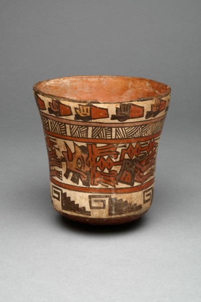 Beaker Depicting Decapitated Heads, Likely Trophy Heads, 180 B.C./A.D. 500. Creator: Unknown.