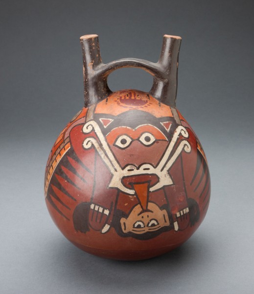 Vessel Depicting a Winged Figure Holding a Decapitated Head, 180 B.C./A.D. 500. Creator: Unknown.
