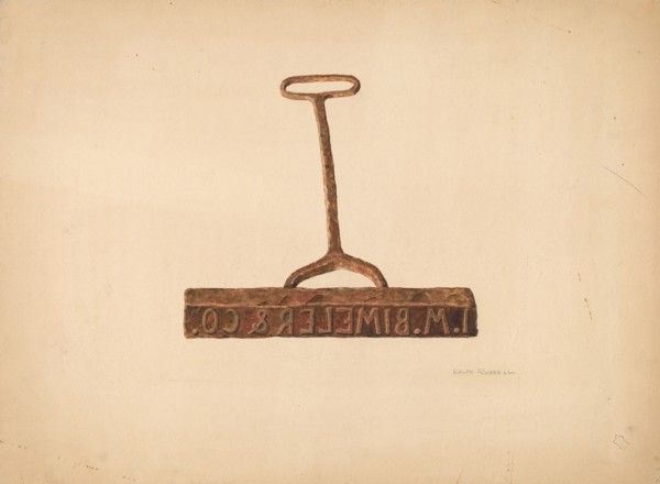 Branding Iron Used for Boxes and Bags, c. 1941. Creator: Ralph Russell.