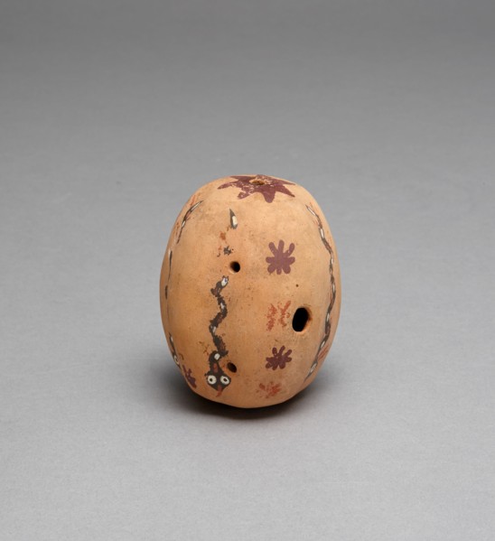 Oval Flute Painted with Serpent and Abstract Star Motifs, 180 B.C./A.D. 500. Creator: Unknown.