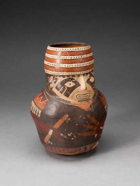 Jar in the Form of a Warrior Holding a Club and Other Weapons, 180 B.C./A.D. 500. Creator: Unknown.