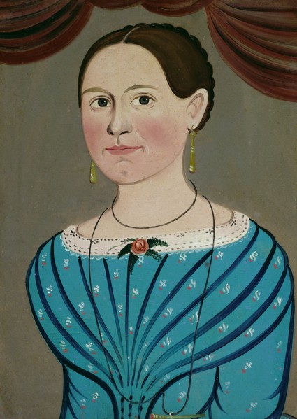 Woman in a Blue Dress, c. 1840. Creator: School of William Matthew Prior.