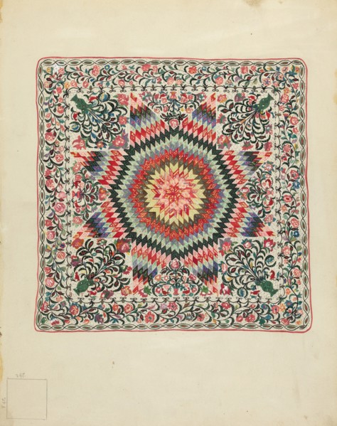 Patchwork and Applique Quilt, 1935/1942. Creator: Irene Schaefer.