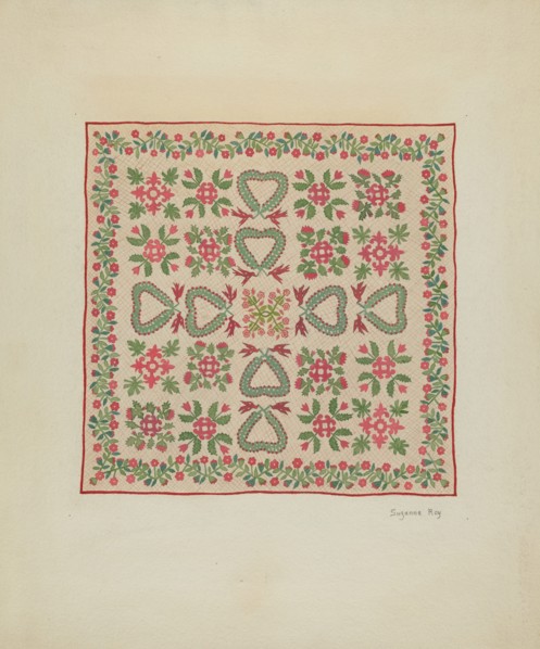 Applique Quilt, c. 1936. Creator: Suzanne Roy.