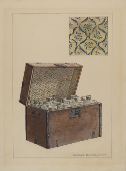 Medicine Bottle Chest, c. 1936. Creator: Gilbert Sackerman.