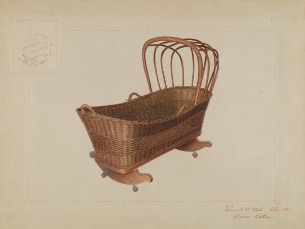 Wicker Cradle, c. 1937. Creator: Vincent P. Rosel.