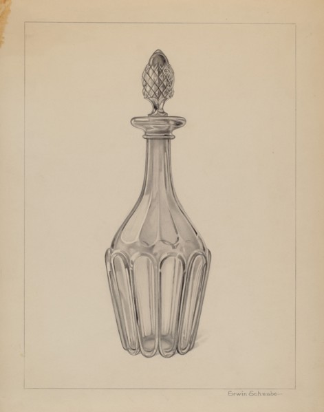 Glass Wine Decanter, c. 1937. Creator: Erwin Schwabe.