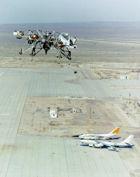 Lunar Landing Research Vehicle in flight, Edwards Air Force Base, USA, 1965.  Creator: NASA.