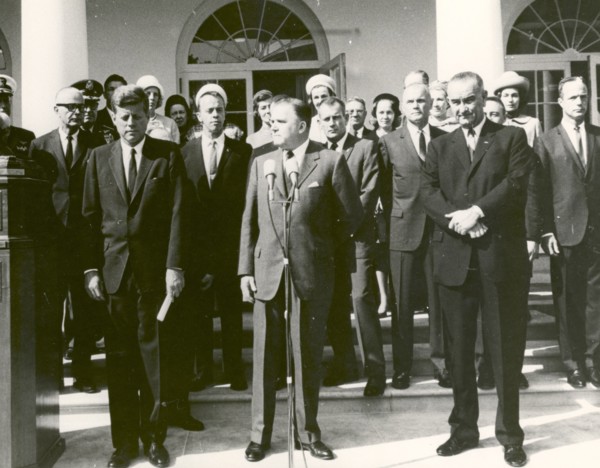 Mercury Astronauts Receiving the Collier Trophy, White House, Washington, USA, 1963.  Creator: NASA.
