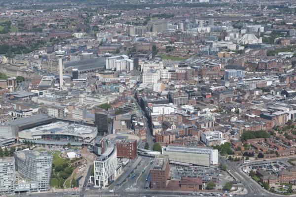 The city centre and environs looking towards the Roman Catholic Cathedral, Liverpool, 2015. Creator: Historic England.