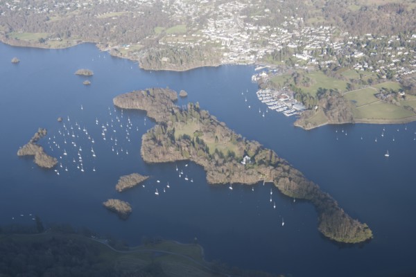 Belle Isle, island situated in the centre of Lake Windermere, Cumbria, 2015. Creator: Historic England.