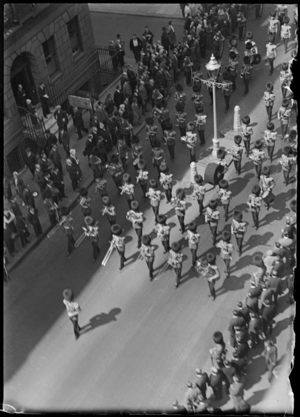 Funeral procession of a serviceman awarded the Victoria Cross, London, early 1930s. Creator: Charles William  Prickett.