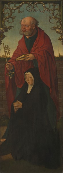 Saint Peter and a Donor; Saint Thomas (reverse), 1520/25. Creators: Jacob Cornelisz. van Oostsanen, Workshop of Jacob Cornelisz. van Oostsanen.