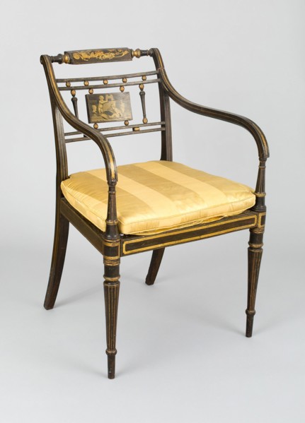 Armchair with Tablet: Putti Drawing, England, c. 1790/1800. Creator: John Gee.