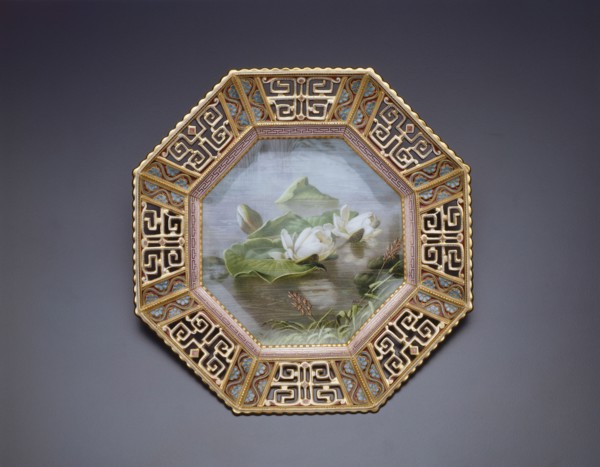 Plate with Water Lilies, East Stoke, c. 1885. Creator: Copeland Porcelain Factory.