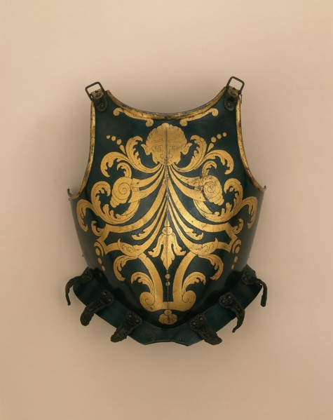 Cuirass and Pauldrons for a Papal Swiss Guard, Brescia, 1590; decoration 1623/44. Creator: Unknown.