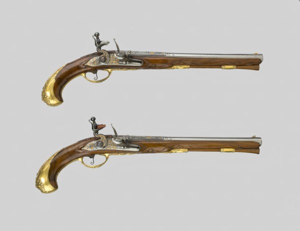 Pair of Flintlock Pistols, Germany, 1700/30. Creator: Johann Jacob Behr.