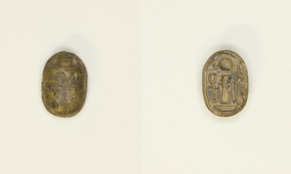Scarab: Hieroglyphs (wAs-sign, Dd-sign, anx-sign), Egypt, New Kingdom, Dynasties 18-20 (abt 1550... Creator: Unknown.