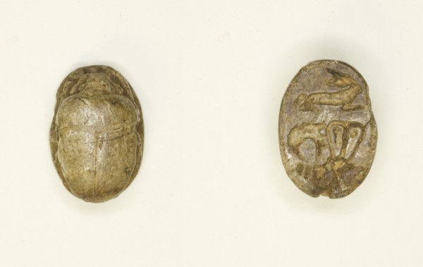 Scarab: Rabbit with Hathor Sistrum, Egypt, New Kingdom-Late Period, Dynasties 18-26 (abt 1550-525 BC Creator: Unknown.