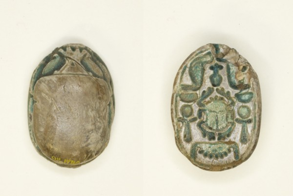 Scarab: Scarab Beetle with Hieroglyphs (cobras, anx-signs, nbw-sign), Egypt, Middle Kingdom, Dynasty Creator: Unknown.