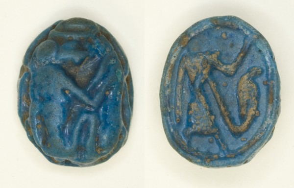 Scaraboid: Thoth as a Baboon with Lunar Crescent, Egypt, New Kingdom, Dynasties 19-20... Creator: Unknown.