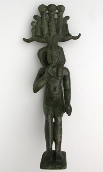 Statuette of the God Horus as a Child (Harpokrates), Egypt, Late Period-early Ptolemaic Period (7th- Creator: Unknown.