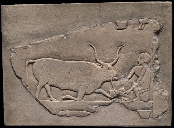 Wall Fragment from a Tomb Depicting a Herdsman, Egypt, First Intermediate Period, Dynasties 9-10... Creator: Unknown.