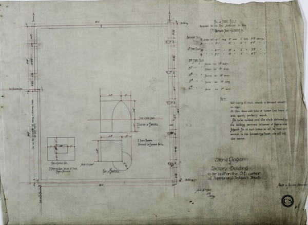 Brunswick Balke Collender Company Factory Building, Chicago, Illinois, Stone Specifications, 1891. Creator: Adler & Sullivan.