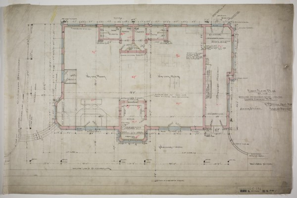 Oakland Avenue Railroad Station, Chicago, Illinois, First Floor Plan, 1886. Creator: Adler & Sullivan.