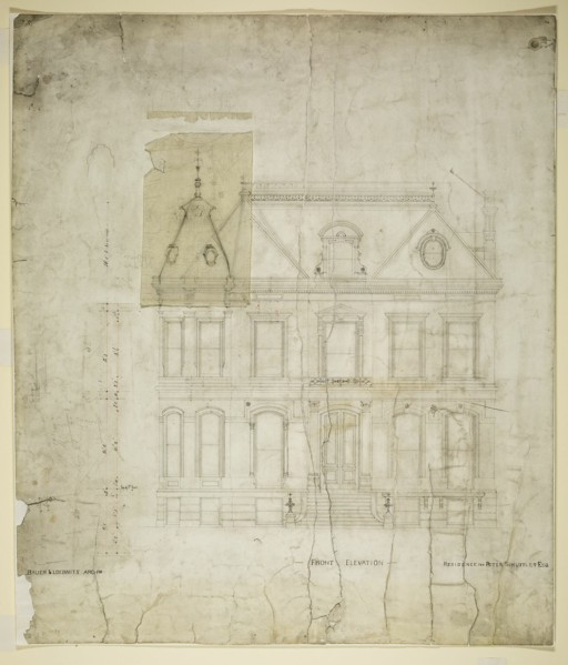 Peter Schuttler II House, Chicago, Illinois, Front Elevation, c. 1873-74. Creator: Bauer & Loebnitz.