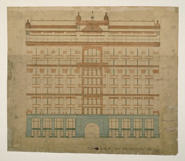 Rookery Building, Chicago, Illinois, LaSalle Street Elevation, 1885/87. Creator: Burnham and Root.
