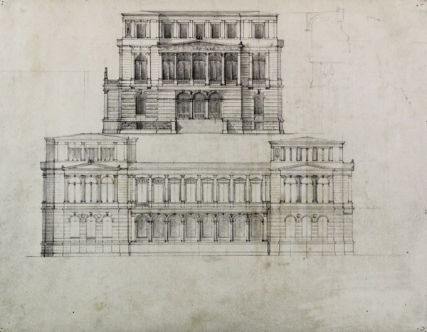 Design Projects, Building Elevation Study, c. 1860-1870. Creator: Carl J Furst.