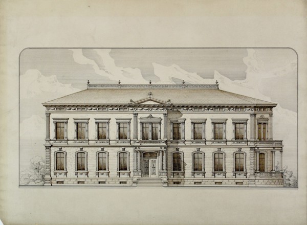 Design Studies, Elevation of a Villa, Presentation Elevation, c. 1870. Creator: Carl J Furst.