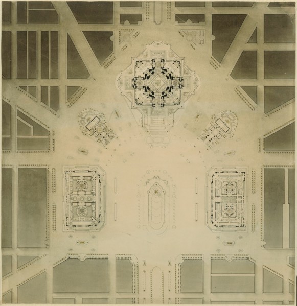 Civic Center, Plan of Chicago, Chicago, Illinois, Site Plan, 1909. Creator: Daniel Burnham.