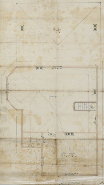 Charles R. Larrabee House, Chicago, Illinois, Attic Plan, c. 1863/64. Creator: Edward Burling.