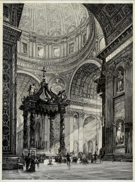Saint Peter's Basilica, Rome, Italy, Interior View, 1878. Creator: Frederick P Dinkelberg.
