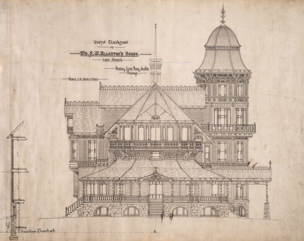House for Mr. S.W. Allerton, Lake Geneva, Wisconsin: South Elevation, c. 1884. Creator: Henry Lord Gay.