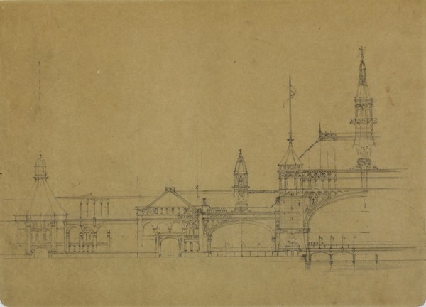 World's Columbian Exposition Buildings, Chicago, Illinois, Elevation Sketch, c. 1890. Creator: John Wellborn Root.