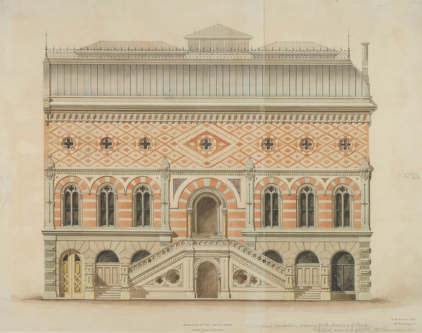 National Academy of Design Competition, New York, New York, South Elevation, 1861. Creator: Peter Bonnett Wight.