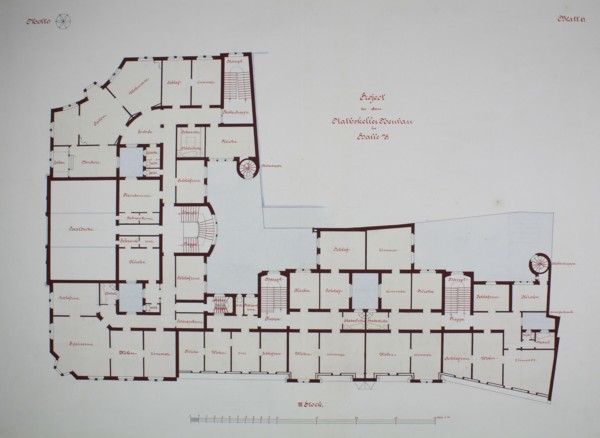Rathskeller Neubau, Halle (Saale), Saxony-Anhalt, Germany, Third Floor Plan, c. 1887. Creator: Peter Joseph Weber.