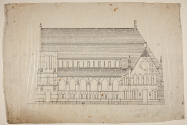 Second Presbyterian Church, Chicago, Illinois, North Elevation, 1874. Creator: Renwick & Sands.