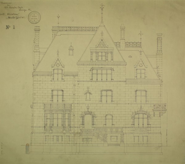 William Borden Residence, Chicago, Illinois, East Elevation, 1885. Creator: Richard Morris Hunt.