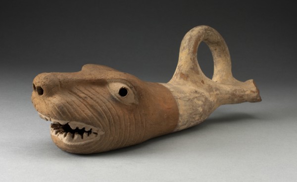 Coiled Trumpet in the Form of a Wrinkled Animal Face, 100 B.C./A.D. 500. Creator: Unknown.