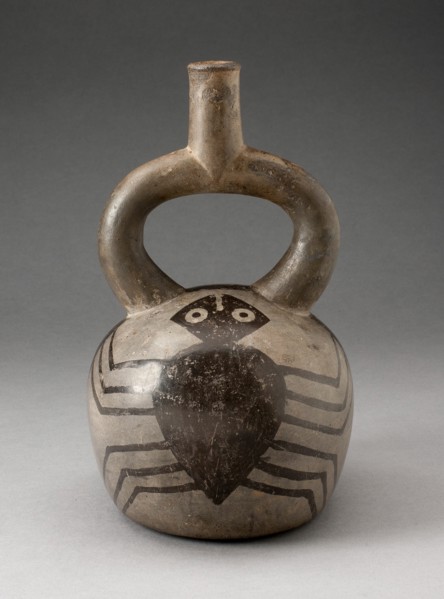 Stirrup Spout Vessel with Spider Motifs, 100 B.C./A.D. 500. Creator: Unknown.