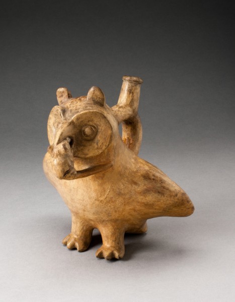Handle Spout Vessel in Form of an Owl Eating a Mouse, 100 B.C./A.D. 500. Creator: Unknown.