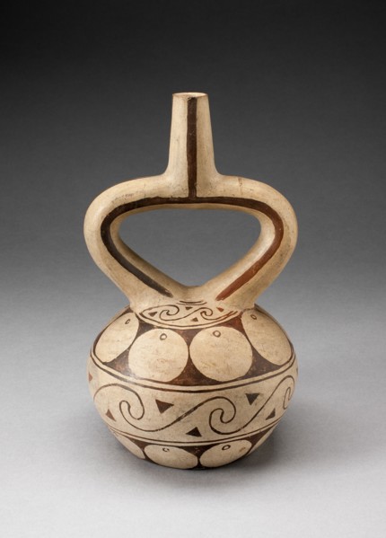 Stirrup Spout Vessel with Geometric Motifs, 100 B.C./A.D. 500. Creator: Unknown.