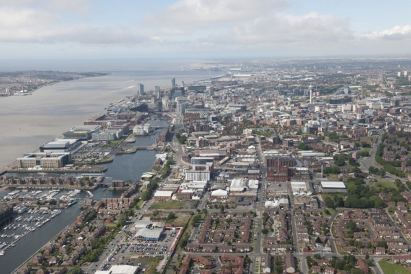 View from the Baltic Triangle Development Area and Historic Docks, Liverpool, 2015. Creator: Historic England.
